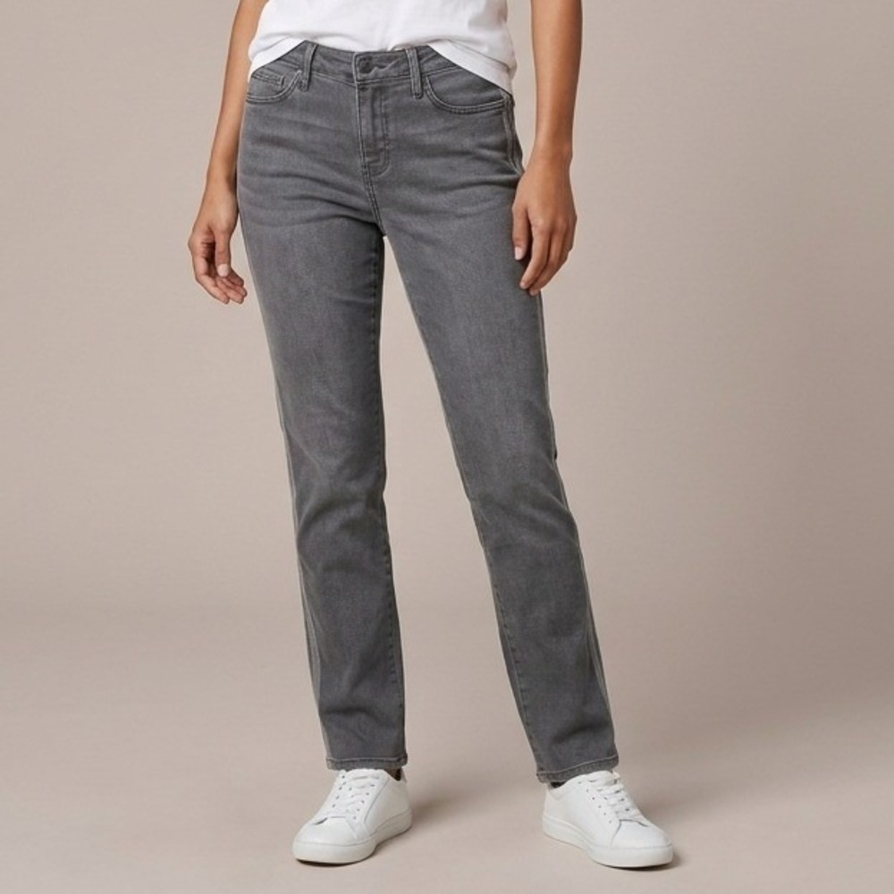 NYDJ Women Sheri Slim Jeans 10 Gray Cotton Blend Modern